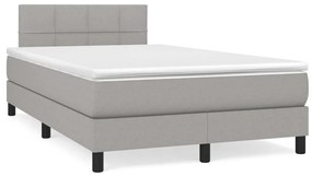 Letto a molle materasso e led grigio chiaro 120x190 cm tessuto