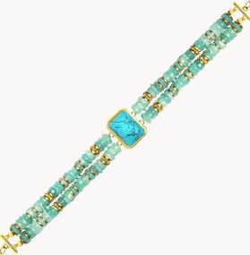 Bracciale placcato in oro con turchese e amazonite Neo