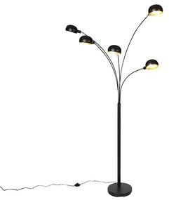 Lampada da terra di design nera 5 luci - Sixties