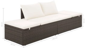 Lettino da giardino marrone 195x60 cm in polyrattan