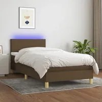 Letto a Molle Materasso e LED Marrone Scuro 80x200cm in Tessuto 3133512