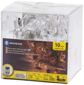Aigostar - Catena luminosa LED natalizia 10xLED/3xAA 1,5m, luce calda, con renne
