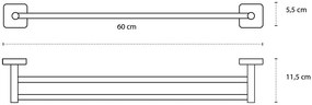 New Line N2 Portasciugamani 60 Cm Doppio In Acciaio Inox Cromo