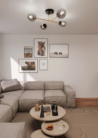 Lampadario da Soffitto MAGNUM 4 in Acciaio e Vetro 4xE14