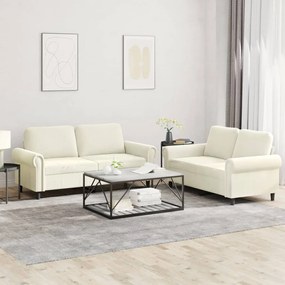 Set Di Divani 2 Pz Con Cuscini Crema İn Velluto /