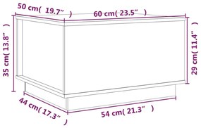 Tavolino da Salotto Bianco 60x50x35 cm Legno Massello di Pino