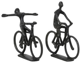 Statuette in metallo in set di 2 pezzi 22 cm Cyclists - Light &amp; Living