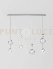 Oto sospensione lin cristallo rigadin nickel satinato 4 luci attacc...
