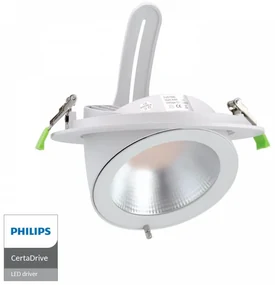 Faro LED da Incasso 44W Orientabile Rotondo, Foro Ø210mm, Bianco - PHILIPS  Certadrive 140lm/W Colore Bianco Caldo 3.000K