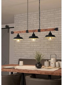 Lampadario nero/di colore naturale con paralume in metallo OLDBURY – EGLO