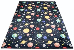 Tappeto per bambini con il motivo dei pianeti e delle stelle Larghezza: 80 cm | Lunghezza: 150 cm