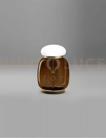 Faro lampada da tavolo g terra bruciata bianco montatura ottone ver...