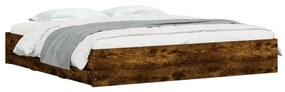 Giroletto con cassetti rovere fumo 160x200 cm legno multistrato