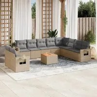 Set Divano da Giardino 11 pz con Cuscini Beige Misto Polyrattan 3256969