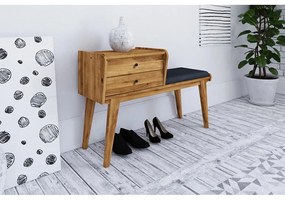 Panca con cassetti in legno di quercia con seduta blu Retro - The Beds