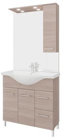 Mobile sottolavabo e lavabo con sifone Symoa per vasca centrale legno naturale in truciolare L 85 x H 81.5 x P 50.5 cm, 2 ante 2 cassetti