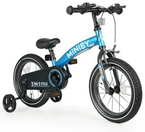 QPlay - Bicicletta bambini 14" MINIBY 3in1 blu