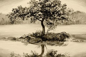 Stampa su tela – Ciliegio orientale in versione seppia