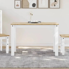 Tavolo Da Pranzo Panama Bianco 117x60x75 Cm Legno Massello Pino /