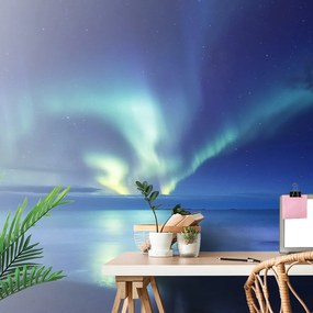 Carta da parati autoadesiva – Aurora boreale sull'oceano