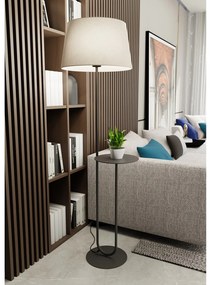 Piantana 1 Luce Horus Paralume In Tessuto Beige Con Mensola In Acciaio Nero