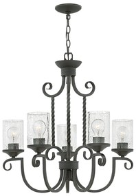 Lampadario Industrial Nordico Casa Alluminio Nero Antico Vetro 5 Luci E27