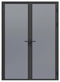 Blocco porta reversibile a due battenti in alluminio e vetro temperato fumé 2 x H204 x L83 cm Nero - LOXTON