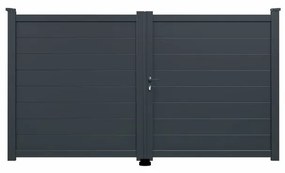 Cancello manuale a braccio articolato e a martinetto GARDENGATE Prado battente in alluminio, apertura a destra, L 350 x H 158 cm, di colore grigio antracite