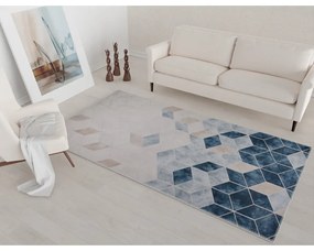 Tappeto lavabile blu scuro e crema 80x50 cm - Vitaus