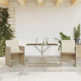 Set Da Bistrò 3 Pz Con Cuscini Beige İn Polyrattan /