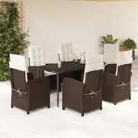 Set da Pranzo da Giardino 7pz con Cuscini in Polyrattan Marrone 3212336