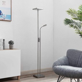 Lindby Seppa piantana LED, angolare, nichel
