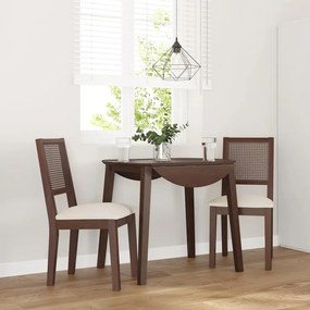 Sedie Da Pranzo Con Cuscini 2pz Marrone Legno Massello Di Hevea /