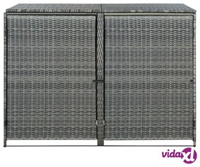 vidaXL Copribidone Rifiuti Doppio in Polyrattan Antracite 148x77x111cm
