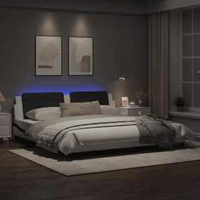 Giroletto con luci led bianco e nero 200x200 cm in similpelle