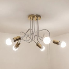 Plafoniera OXFORD 5xE27/15W/230V oro/bianco