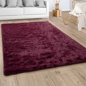 Tappeto Moderno Shaggy a pelo lungo Tinta Unita  Colore Bordeaux, Dimensioni cm 120x170