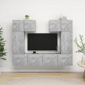 Set di mobili porta tv 6 pz grigio cemento in legno multistrato