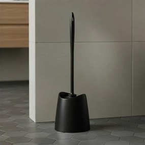 Portascopino wc da appoggio nero in abs con setole nere