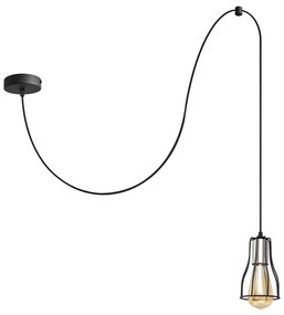 Lampadario a sospensione con filo TUBE LONG 1xE27/15W/230V nero/cromo