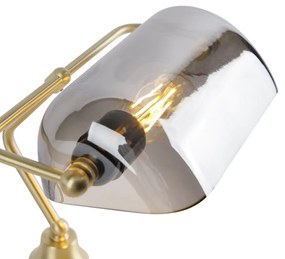 Lampada da notaio classica dorata con vetro a specchio fumè - Banker