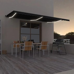Tenda Da Sole Retrattile Manuale Con Led 600x350 Cm Antracite /