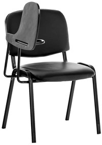 Sedia Visitatori İn Pelle Sintetica Con Tavolino Pieghevole: Eleganza E Funzionalità Ai Massimi Livelli! / Schwarz