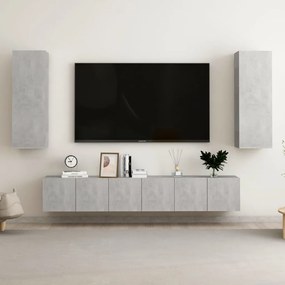 Set Di Mobili Porta Tv 5 Pz Grigio Cemento İn Legno Multistrato /