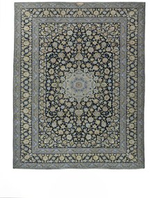 Kashan Tappeto 390x310 Blu (Iran) Annodato A Mano
