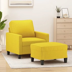 Poltrona Con Poggiapiedi Giallo Chiaro 60 Cm İn Tessuto /