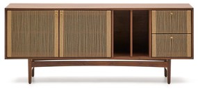 Kave Home - Credenza Elan 2 ante 2 cassetti impiallacciatura e legno massello noce corda 180x73cm FSC