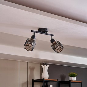 Lindby Eudoria faretto da soffitto 2 luci nero/oro