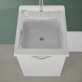 Mobile lavatoio 47x50cm salvaspazio in legno bianco 1 anta linea Pilar