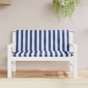 Cuscini Panca Giardino 2pz Righe Bianche Blu 120x50x7cm Tessuto /